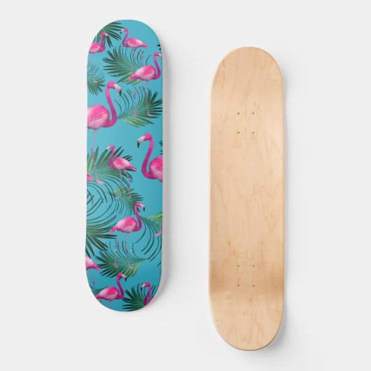 Summer Flamingo Palm Vibes #2 Skateboard (Vorderseite)
