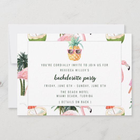 Summer Flamingo Pool Party Junggeselinnen-Abschied Einladung (Vorderseite)