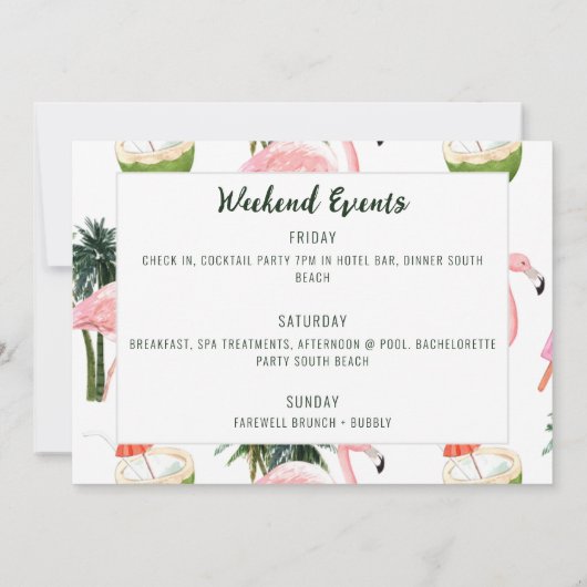 Summer Flamingo Pool Party Junggeselinnen-Abschied Einladung (Rückseite)