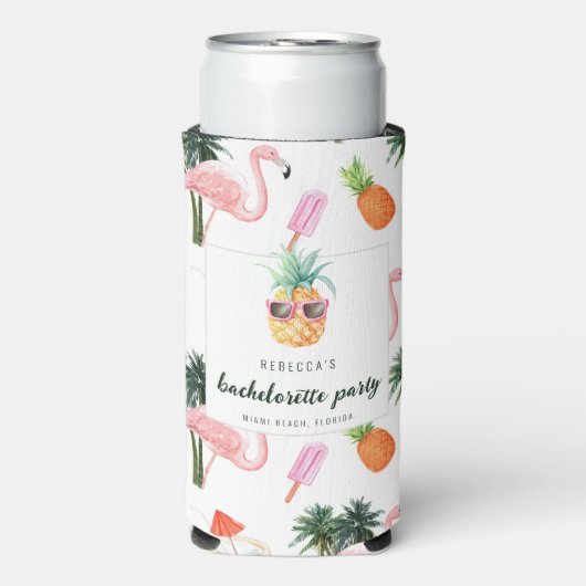 Summer Flamingo Pool Party Junggeselinnen-Abschied Selters Dosenkühler (Seltzer Vorderseite)