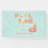 summer flamingo popsicle kids birthday pool party banner (Horizontal)