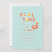 summer flamingo popsicle kids birthday pool party einladung (Vorderseite)