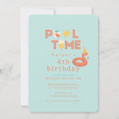 summer flamingo popsicle kids birthday pool party einladung (Vorderseite)