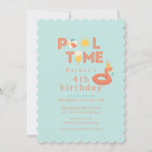 summer flamingo popsicle kids birthday pool party einladung (Vorderseite)