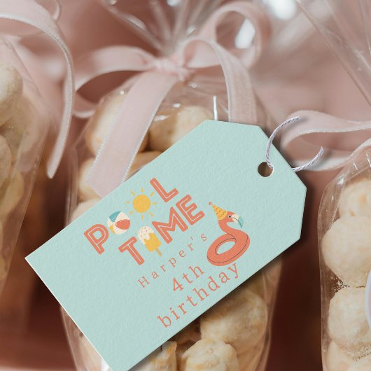 summer flamingo popsicle kids birthday pool party geschenkanhänger