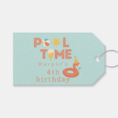 summer flamingo popsicle kids birthday pool party geschenkanhänger (Vorderseite (Horizontal))