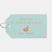 summer flamingo popsicle kids birthday pool party geschenkanhänger (Rückseite Horizontal)