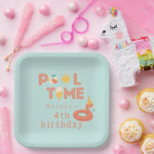 summer flamingo popsicle kids birthday pool party pappteller (Party)