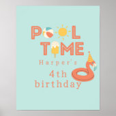 summer flamingo popsicle kids birthday pool party poster (Vorne)