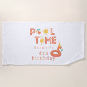summer flamingo popsicle kids birthday pool party strandtuch (Vorderseite)