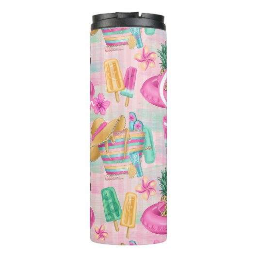 Summer Flamingo Tumbler | Pink Beach Trinkbehälter Thermosbecher (Rückseite)