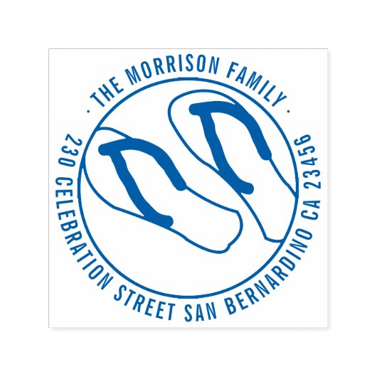 Summer Flip Flops Runde Familienname Rücksendeadre Permastempel (Design)