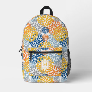 Summer Floral Abstrakt Bright Colors Mit Monogramm Bedruckter Rucksack