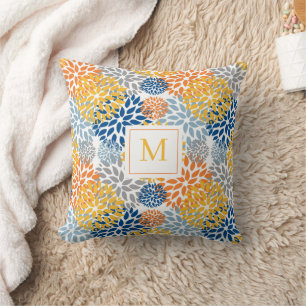Summer Floral Abstrakt Bright Colors Mit Monogramm Kissen