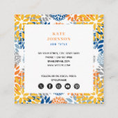 Summer Floral Abstrakt Bright Colors Muster Quadratische Visitenkarte (Rückseite)