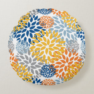 Summer Floral Abstrakt Bright Colors Muster Rundes Kissen