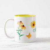 Summer Floral Black-Mit Augen Susan Yellow Blume Zweifarbige Tasse (Links)