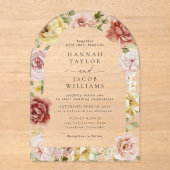 Summer Floral Blush Pink and Yellow Wedding Acryleinladungen (Vorderseite)