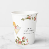 Summer Floral Brunch Bubbly Champagner Baby Dusche Pappbecher (Rückseite)