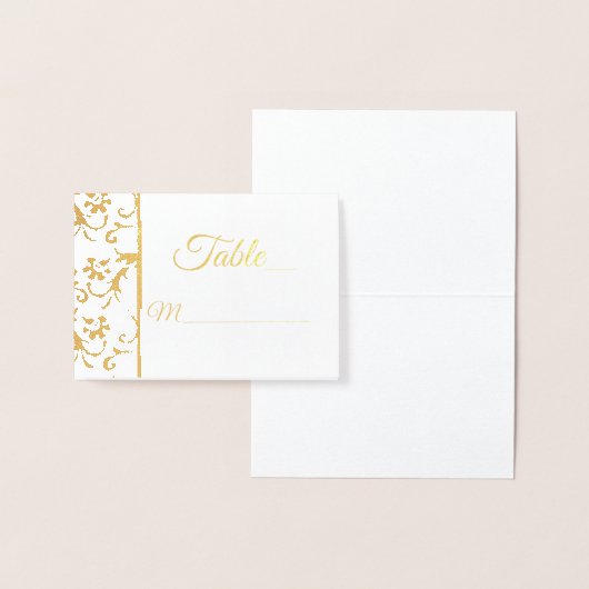Summer Floral Damask Wedding Foil Platzkarte Folienkarte (Anzeige)
