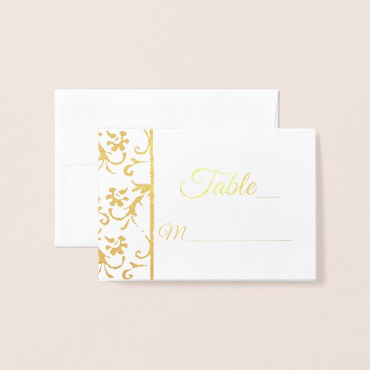 Summer Floral Damask Wedding Foil Platzkarte Folienkarte (Vorderseite mit Umschlag)