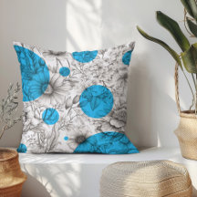 Summer Floral dekorative Cyan Blue Retro Peonies