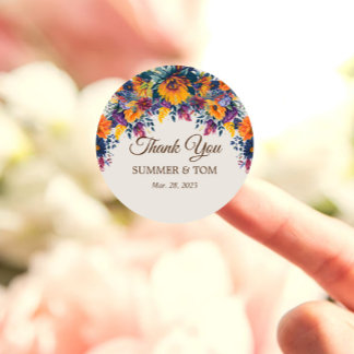 Summer Floral elegante Danke Runder Aufkleber