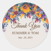 Summer Floral elegante Danke Runder Aufkleber (Vorderseite)