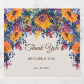 Summer Floral elegante Danke Schaumweinetikett (Einzelnes Label)