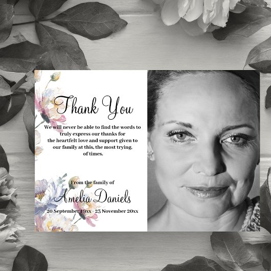 Summer Floral Foto im Gedächtnis Danke Karte