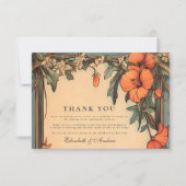 Summer Floral Frame Art Nouveau Hochzeit Dankeskarte (Vorderseite)