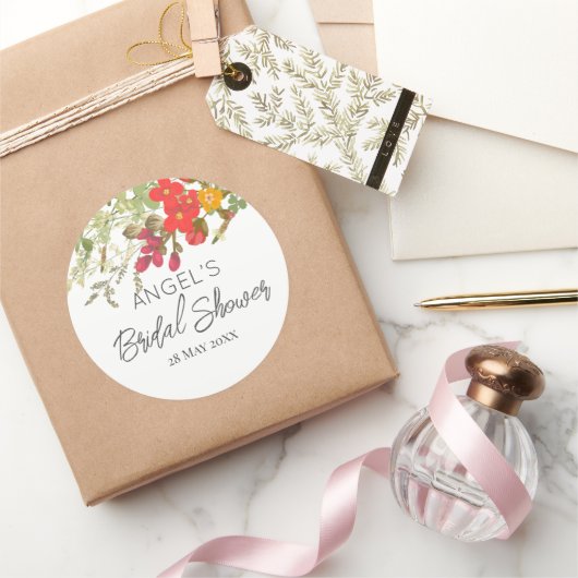 Summer Floral Garden Brautparty Runder Aufkleber (Schenken)