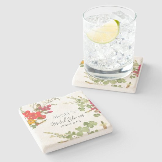 Summer Floral Garden Brautparty Steinuntersetzer (Seitenansicht)