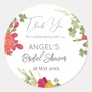 Summer Floral Garden Brautparty Vielen Dank Runder Aufkleber