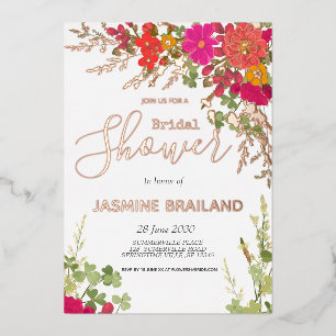 Summer Floral Garden Wildblumen Brautparty Folieneinladung