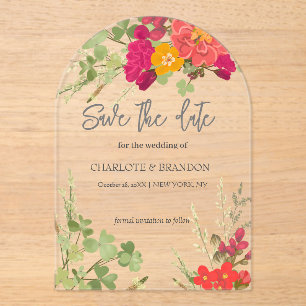 Summer Floral Garden Wildblumen Hochzeit Acryleinladungen