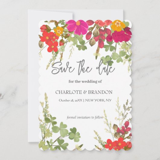 Summer Floral Garden Wildblumen Hochzeit Save The Date (Vorderseite)