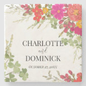 Summer Floral Garden Wildblumen Hochzeit Steinuntersetzer (Vorderseite)