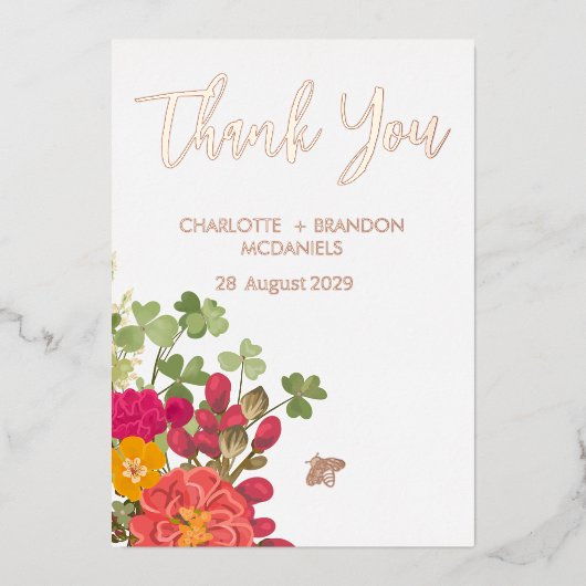 Summer Floral Garden Wildblumen Hochzeit Vielen Da Folieneinladung (Vorderseite)