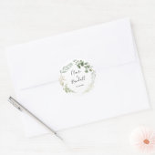 Summer Floral Green Foliage Hochzeit Runder Aufkleber (Umschlag)