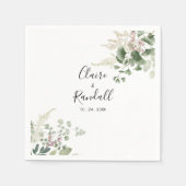 Summer Floral Green Foliage White Wedding Serviette (Vorderseite)