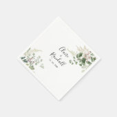 Summer Floral Green Foliage White Wedding Serviette (Ecke)