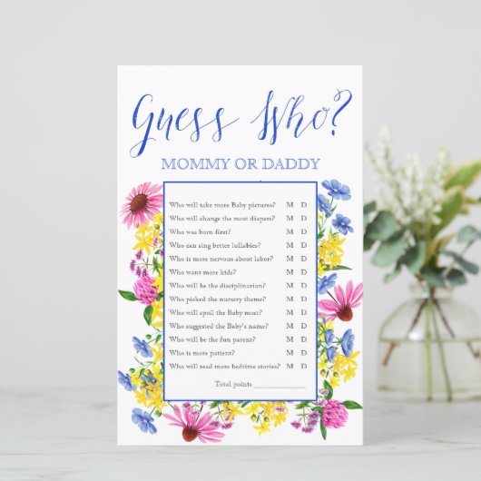 Summer Floral Guess Who Baby Shooting Game (Stehend Vorderseite)