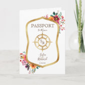 Summer Floral Hochzeit in Urlaubsort Passport Einladung (Vorderseite)
