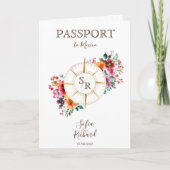 Summer Floral Hochzeit in Urlaubsort Passport Einladung (Vorderseite)