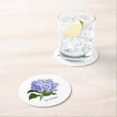 Summer Floral Hydrangea Personalisierte Untersetze Runder Pappuntersetzer (Vor Ort)