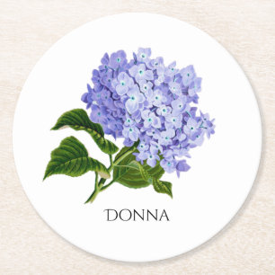 Summer Floral Hydrangea Personalisierte Untersetze Runder Pappuntersetzer