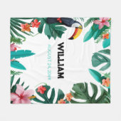 Summer Floral Individuelle Name Kinderzimmer Fleecedecke (Vorderseite (Horizontal))