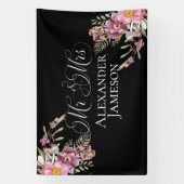 Summer Floral Mr. & Mrs. Wedding Banner (Vertikal)