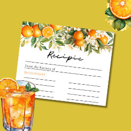 Summer Floral Orange Brautparty Recipie Card